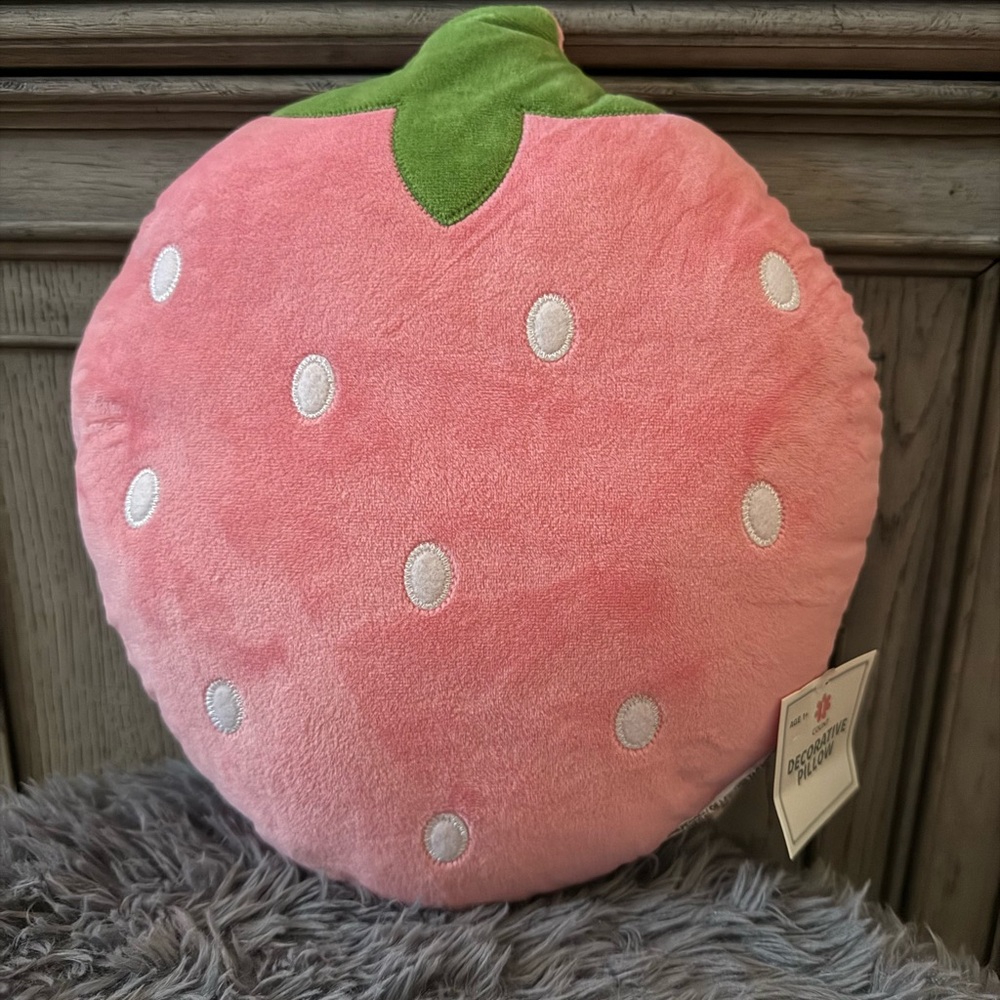 Charming Pink Strawberry Accent Pillow - Picture 2 of 3